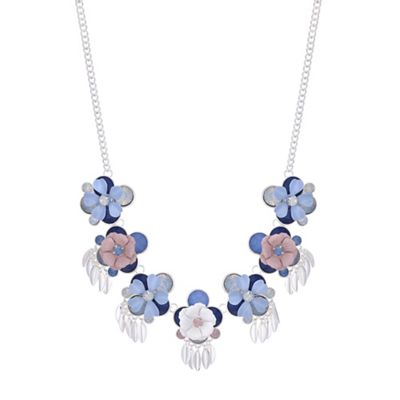 Blue crystal flower necklace